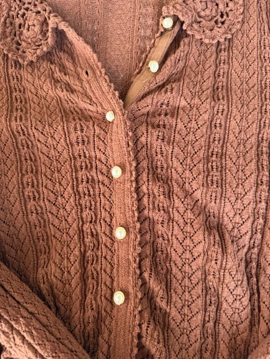 ASTR The Label Crochet Knit Cardigan - Rust - Picture 3 of 4